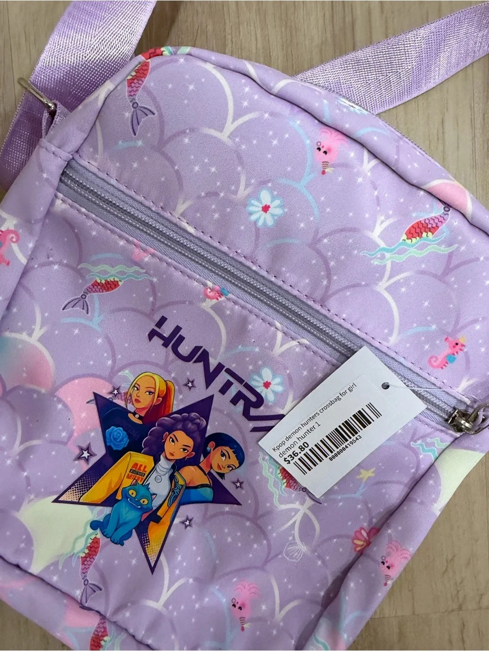 Kids K-POP Lavender Crossbody Bag - Mermaid Print